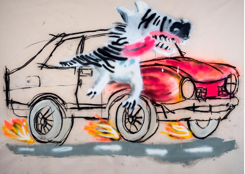 Zebra-dog-on-a-ride-_-180-x-200-cms_